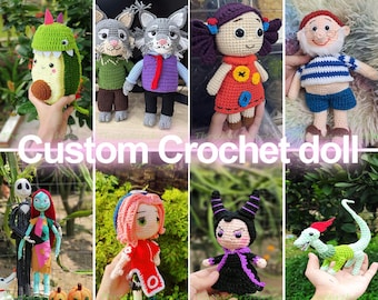 Custom Crochet Doll Commission, Anime Plush, Personalized Amigurumi, Spooky Couple Toy, Fantasy Character Stuffed Animal, Crochet from Photo
