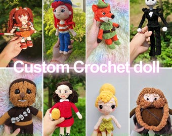 Custom Crochet Plush Commission, Skeleton Man Amigurumi, Fairy Tale Girl Toy, Hairy Space Monster Plush, Personalized Anime Doll