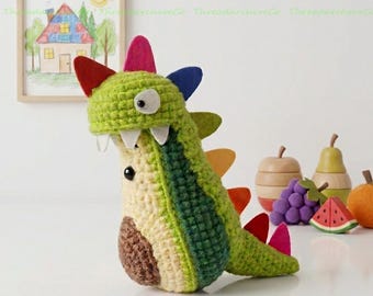 Crochet Dinosaur Avocado Plush, Dinosaur Avocado Doll, Dinosaur Stuffed Toy, Avocado Crochet Doll, Avocado Plush Toy, Funny Dinosaur Gift