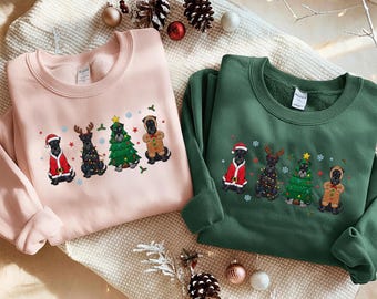 Embroidered Giant Schnauzer Sweatshirt, Schnauzer Christmas Shirt, Dog Lover Gift, Schnauzer Mom Hoodie, Embroidered Holiday Tee