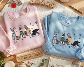 Embroidered Giant Schnauzer Sweatshirt | Cute Teacher Dog Mom Shirt | Back to School Hoodie | Dog Lover Gifts | Happy Teacher Day