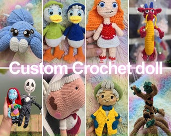 Custom Plush Commission, Spooky Skeleton Couple Doll, Red Dragon Amigurumi, Sailor Duck Toy, Tree Monster Plush, Personalized Character