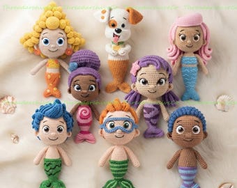 Custom Bubble Guppies Crochet Dolls, Handmade Puppy Dog Plush, Deema Doll, Nonny, Oona Amigurumi, Zooli Doll, Sea Animal Plush Toys