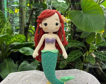 Crochet Ariel Mermaid Doll, Princess Ariel Amigurumi, Handmade Mermaid Doll, Little Mermaid Plush Doll, Birthday Girl Gift