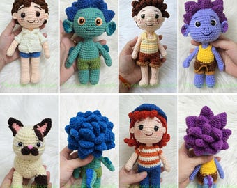 Custom Luca Crochet Dolls, Luca Alberto Giulia Dolls, Luca Monster Amigurumi, Machiavelli Cat Stuffed Doll, Sea Monster Plush Toys