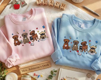 Embroidered Boerboel Sweatshirt | Cute Teacher Dog Mom Shirt | Back to School Hoodie | Embroidered Dog Apparel | Happy Teacher Day