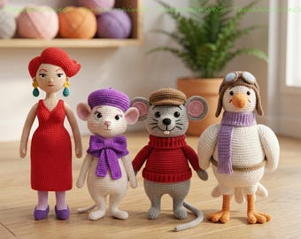 Custom The Rescuers Crochet Dolls, Miss Bianca Amigurumi, Bernard Crochet Dolls, Orville Albatross Plush, The Rescuers Stuffed Toys
