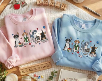 Embroidered American Foxhound Sweatshirt | Cute Teacher Dog Mom Shirt | Back to School Hoodie | Dog Lover Gifts | Happy Teacher Day