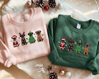 Embroidered Lancashire Heeler Sweatshirt, Heeler Christmas Shirt, Dog Lover Gift, Heeler Mom Hoodie, Embroidered Holiday Tee Gifts