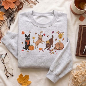 Fall Australian Kelpie Embroidered Sweatshirt, Spooky Season Australian Kelpie Hoodie, Cute Kelpie Dog Lover Gift, Gifts for Lovers