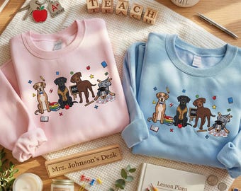 Embroidered Catahoula Leopard Dog Sweatshirt | Cute Teacher Dog Mom Shirt | Back to School Hoodie | Dog Lover Gifts | Happy Teacher Day