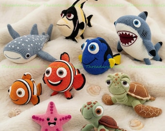 Custom Finding Nemo Crochet Dolls, Dory Crochet Doll, Marlin Clownfish, Sea Animal Plush Toys,  Custom Stuffed Figure, Nemo Gift for Fans