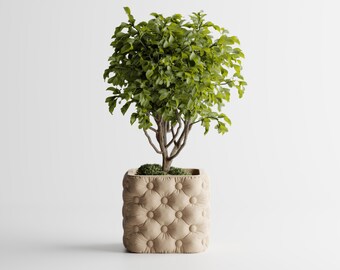 Tufted Faux Quilted Blumentopf | 3D gedruckter gesteppter quadratischer Pflanzer | Öko-PLA