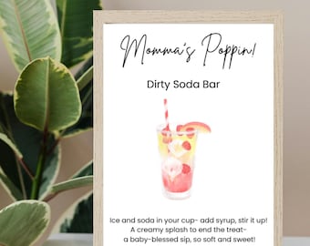 Dirty Soda Bar Sign, Baby Shower Drink Station (Digital Download)