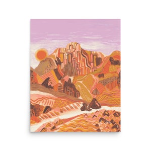 Stampa artistica del Monte Sinai - Stampa artistica lineare - Dimensioni multiple - Illustrazione del paesaggio naturale - Montagna - Naturale - Senza cornice - Poster