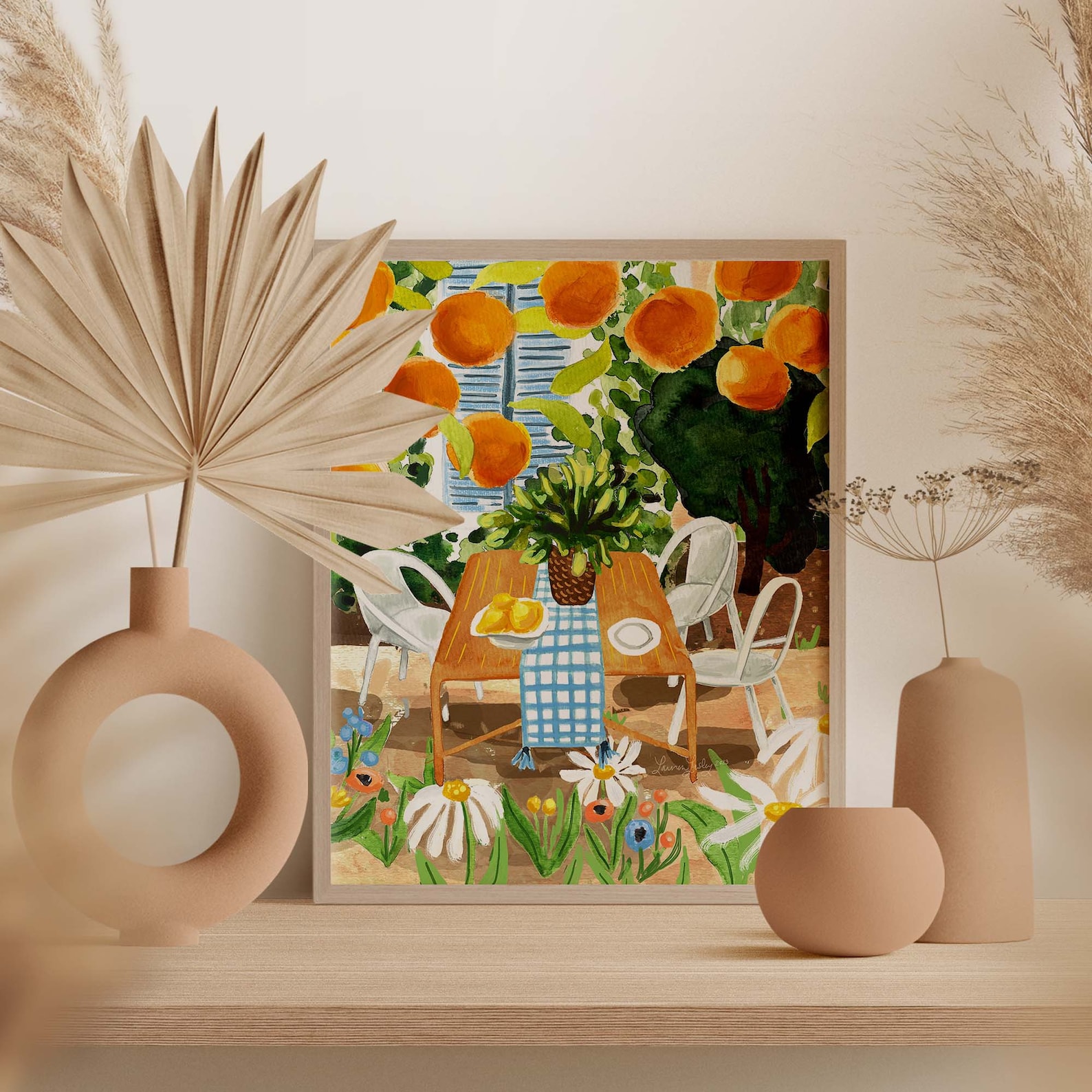 Oranges Orange Clementine Citrus Fruit Blue Rustic Cottage Kitchen ...