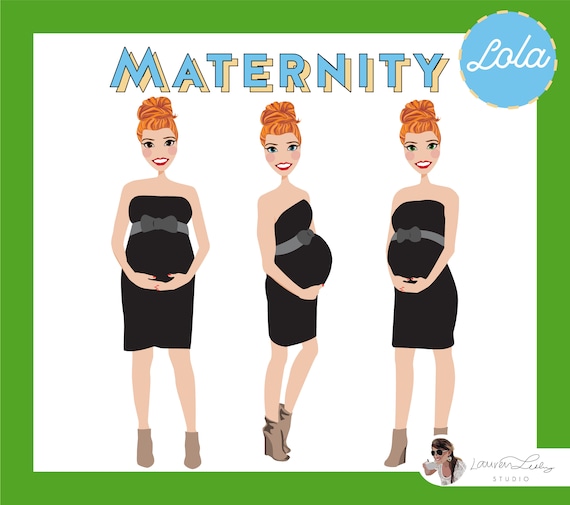 Maternity Portrait Pregnant Lady Logo Clip Art Illustration Portrait Logo Personalized Customized Vector Art
