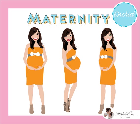 Maternity Portrait Pregnant Lady Logo Clip Art Etsy