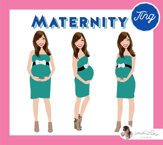Maternity Portrait Pregnant Lady Logo Clip Art Etsy