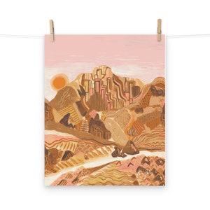 Stampa artistica del Monte Sinai - Stampa artistica lineare - Dimensioni multiple - Illustrazione del paesaggio naturale - Montagna - Naturale - Senza cornice - Poster