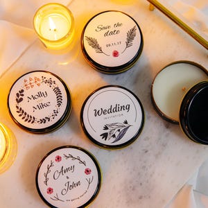 50 Custom Wedding Favor Candles, Personalized Name Engagement Favors, Handmade Tin Candle Favors, Baby Shower Gift