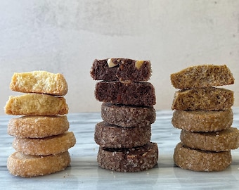 Gourmet French Butter Cookies | Sable Diamond Cookies |  Afternoon Tea Gift | Vanilla, Chocolate Almond, Earl Grey Orange |  18 pc