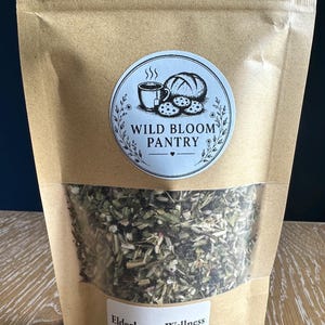 Bienestar con Saúco – Mezcla de té de hierbas orgánicas con saúco, escaramujo y raíz de jengibre / Té de hojas sueltas para reforzar el sistema inmunitario / Sin cafeína