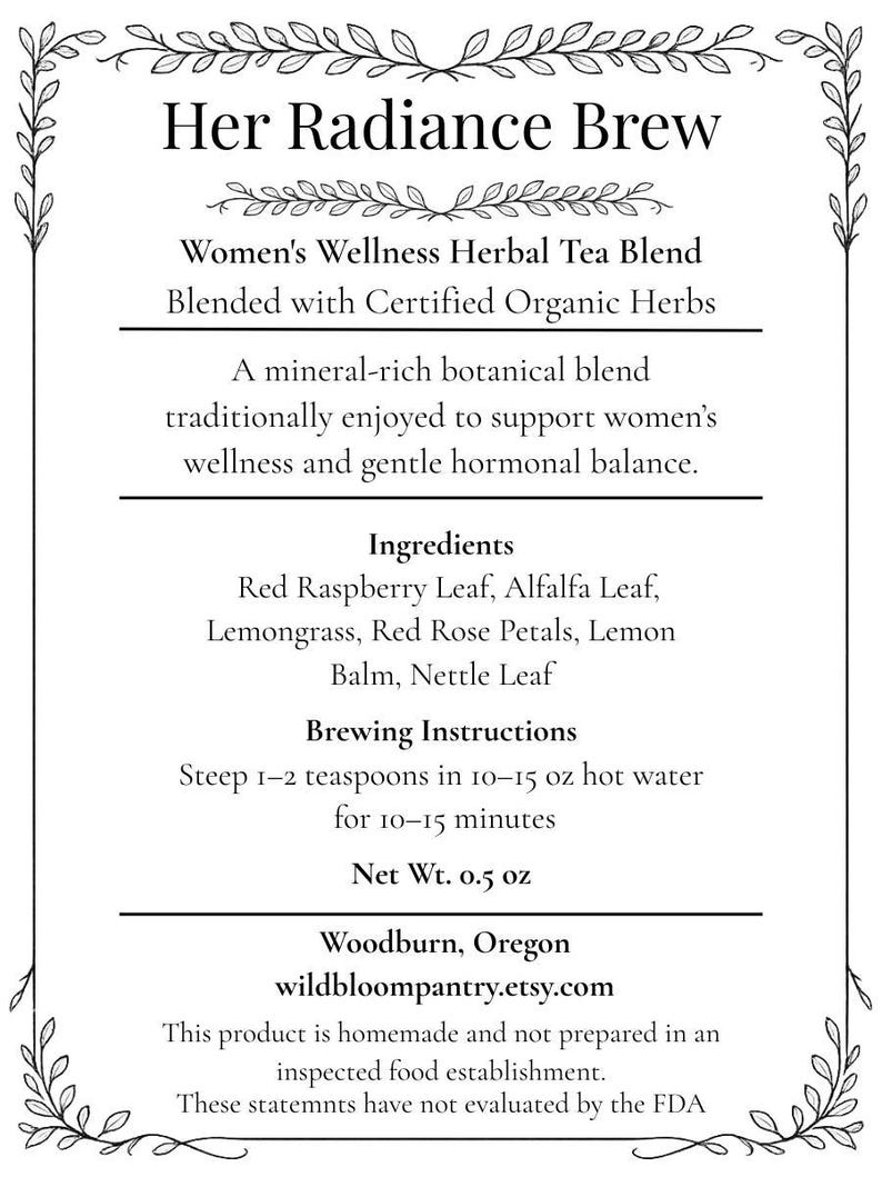 Té de hojas de frambuesa / Té de hierbas para el bienestar femenino / Té para el equilibrio hormonal / Té para el ciclo menstrual / Mezcla de hierbas de hojas sueltas / Infusión para una piel radiante imagen 11
