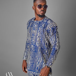 Ndeh Ancestral Path Ndop Set | African Menswear Tunic and Pants | Cotton Cultural Clothing