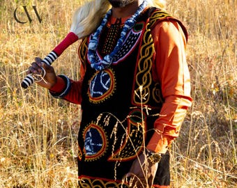 Ndop Atoghu Top | Bamileke Traditionelle Kleidung | Afrikanisches gesticktes Hemd | Kamerun Kulturelle Kleidung | Luxus afrikanische Herrenmode