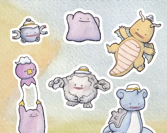 Pokopia Ditto Mini Watercolor Prints | Vinyl Sticker Pack