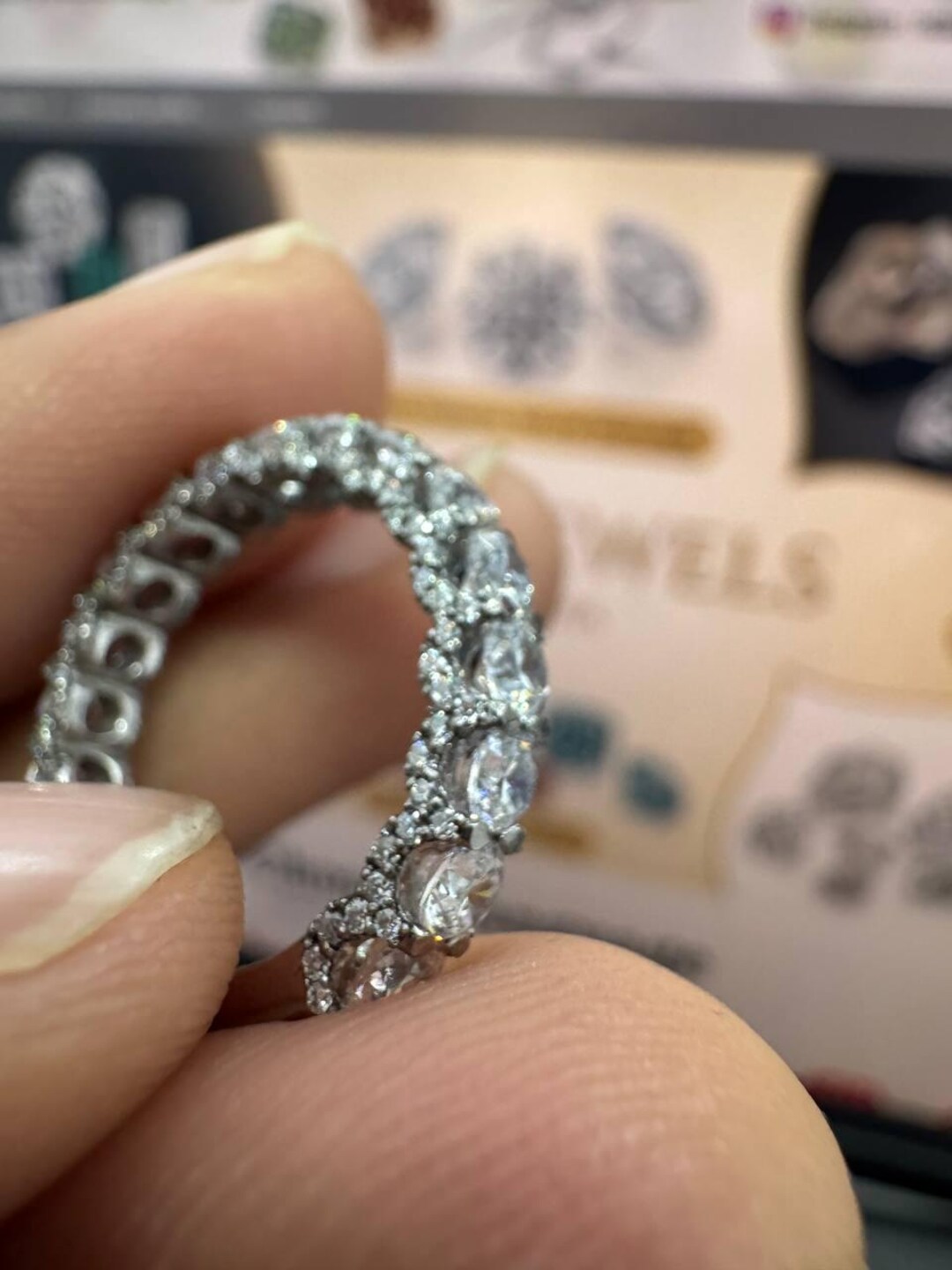 14k Gold Lab Grown Diamond Wedding Band, Half Eternity Stackable Ring ...