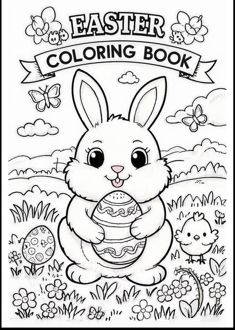 Easter Coloring Book for Kids Printable, Cute Bunny Easter Coloring ...