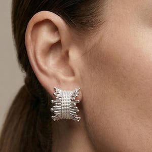 Silber Ohrringe | Geometrische Statement Ohrstecker | Sterling Silber Beiträge | Moderne Handwerker Schmuck