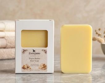 Triple Butter Facial Soap with Niacinamide, Shea, Cocoa, Mango Butter Soap Bar, 4 oz