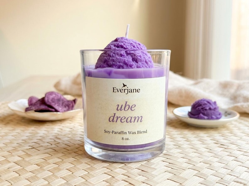 Ube Dream Candle, Fruit Rings Scented Candle, Handmade Soy-Paraffin Candle, Filipino Inspired Gift, 8 oz bild 1