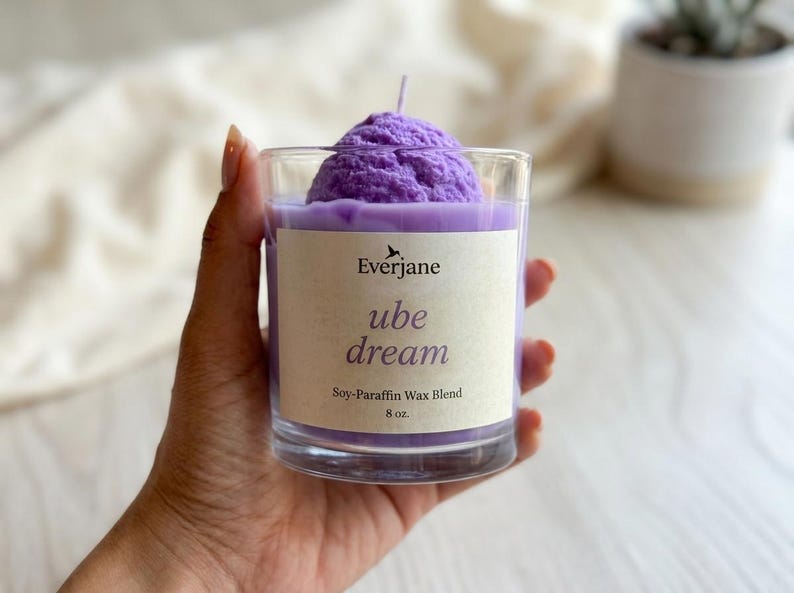 Ube Dream Candle, Fruit Rings Scented Candle, Handmade Soy-Paraffin Candle, Filipino Inspired Gift, 8 oz bild 5