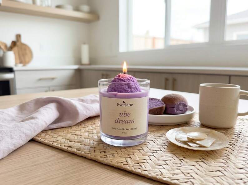Ube Dream Candle, Fruit Rings Scented Candle, Handmade Soy-Paraffin Candle, Filipino Inspired Gift, 8 oz bild 4