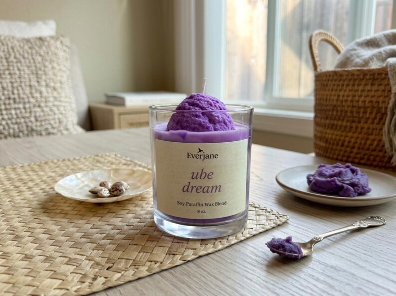 Ube Dream Candle, Fruit Rings Scented Candle, Handmade Soy-Paraffin Candle, Filipino Inspired Gift, 8 oz bild 3