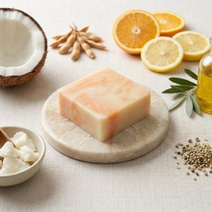 Jabón artesanal Summer Citrus, aceite de oliva, coco y cáñamo, jabón corporal con manteca de karité, 145 g imagen 4