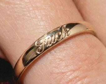 Anel "Vai se foder" em prata, anel em ouro maciço 14k, anel "Vai se foder" em ouro, anel de divórcio, anel de dedo do meio, presente de término de relacionamento, anel com mensagem ofensiva, presente com mensagem rude.
