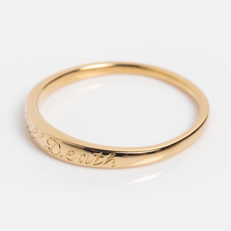 Dainty 10k gold Till Death ring, anniversary gift for women.
