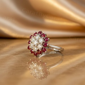 Ruby Ring, Ruby Diamond, Cluster Ring, 14k Gold Ring, Ruby Jewelry, Stackable Ring, Gift For Her, Anniversary Ring, July Birthstone, Gold Ruby Ring, Diamond Ring, Bridal Jewelry, Unique Ring, Diamond Cluster, Gold Ring, Gemstone Jewelry, Ruby And Diamond Cluster Ring 14k Gold, Unique Ruby Stackable Ring For Women, Ruby Diamond Anniversary Ring For Her, July Birthstone Ruby Gold Ring, Elegant Ruby And Diamond Jewelry, Stackable Ruby Gemstone Ring, Luxury Ruby Ring Gift For Her