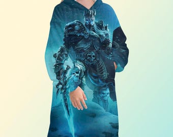 Sudadera con capucha tipo manta de World of Warcraft, sudadera polar extragrande de Wrath of the Lich King, unisex