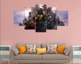 World of Warcraft poster, WoW 5 pieces canvas art