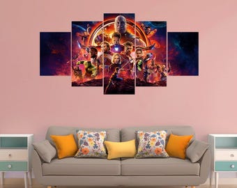 Póster de Avengers Infinity War, Thanos, 5 piezas de lienzo para pared