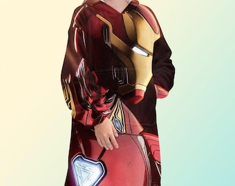 Iron Man blanket hoodie, Avengers oversize fleece sweatshirt, Unisex