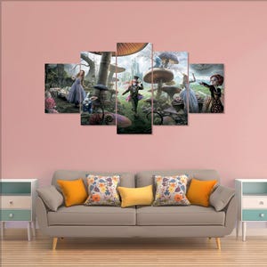 Alice in Wonderland poster, 5 pieces canvas art