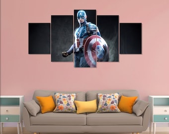 Captain America poster, Avengers 5 pieces canvases wall art