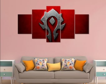Póster de World of Warcraft, Horda, juego, 5 piezas de lienzo para pared